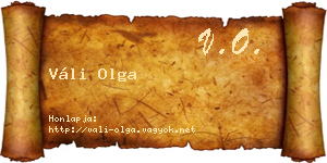 Váli Olga névjegykártya